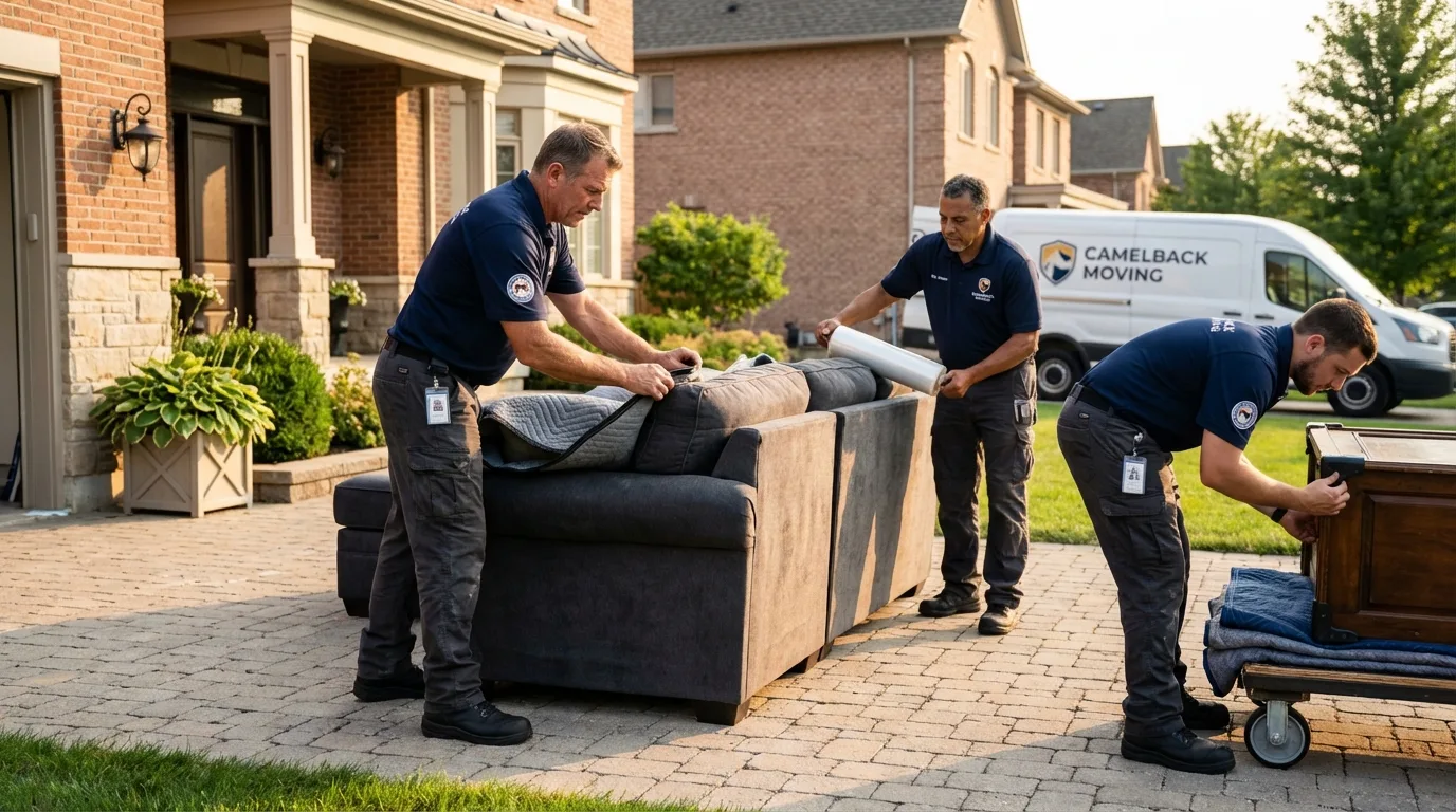 Large estate moving crew wrapping furniture in Princeville, IL